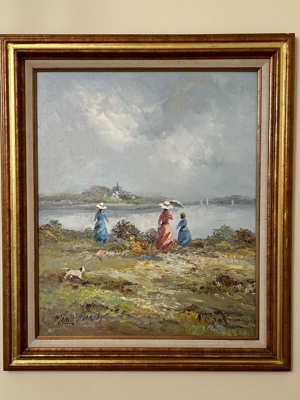 Marie Charlot Fine Art Original Coastal Landscape Oil Painting‎ with Figures